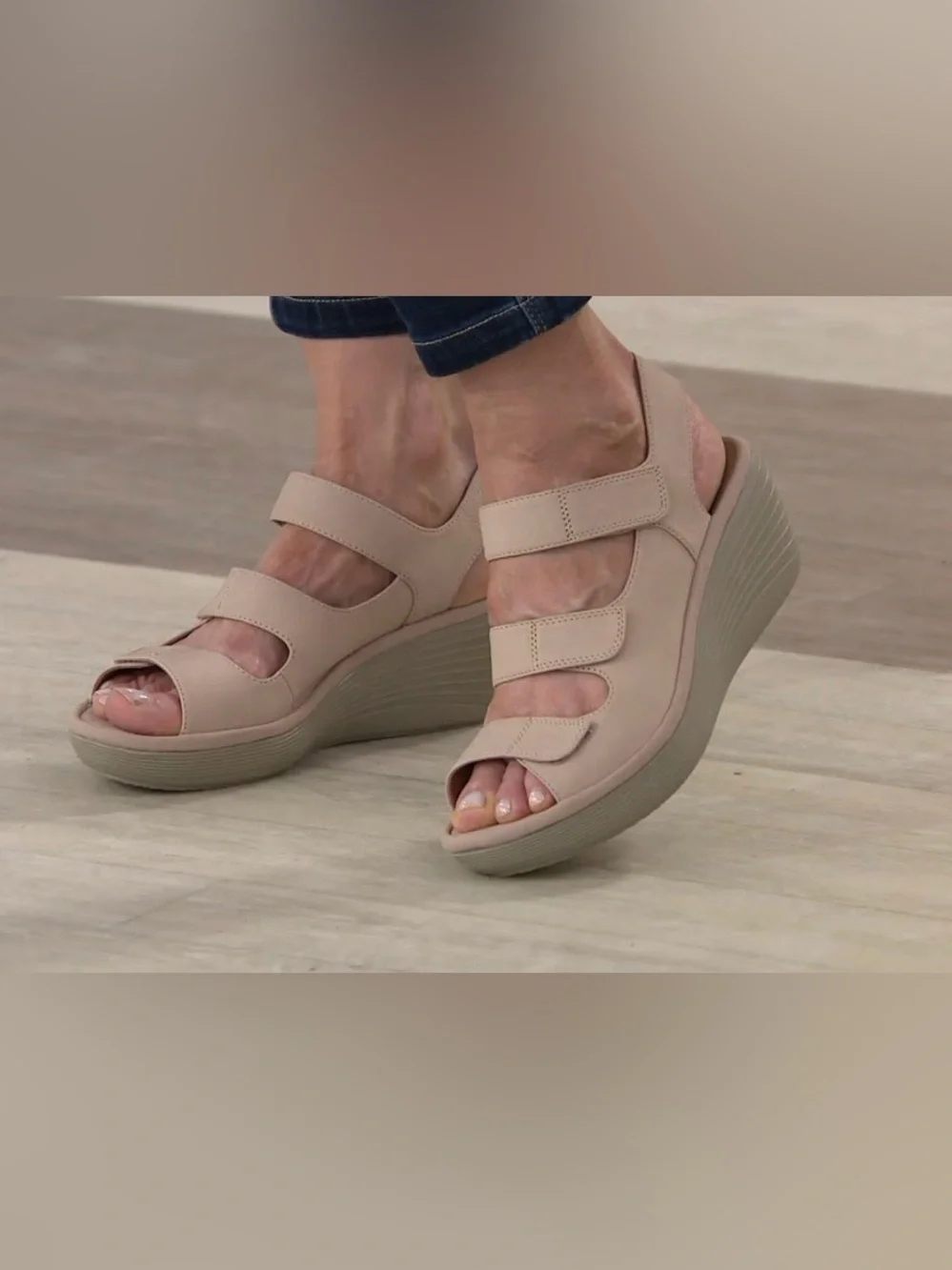 CLARKS Reedly Juno Nubuck Leather Wedge